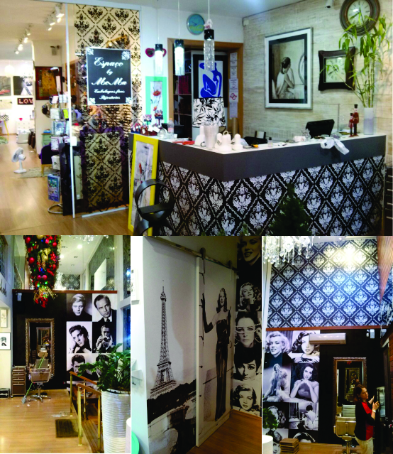 Adesivos em paredes, portas e balcão